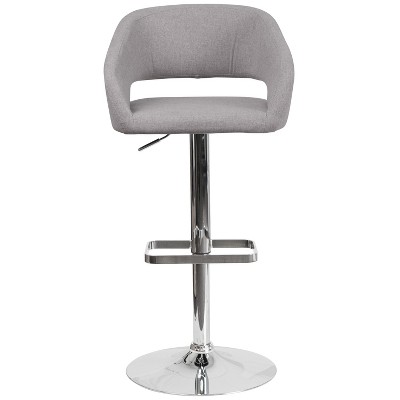Erik Contemporary Gray Fabric Swivel Barstool with Adjustable Height and Chrome Base