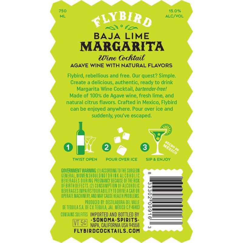 Flybird Baja Lime Margarita Wine Cocktail - 750ml Bottle, 4 of 10