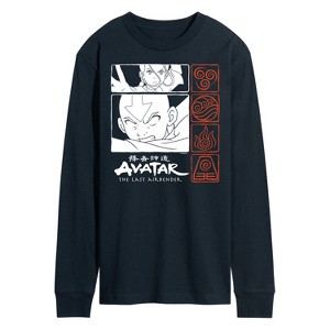 Men's - Avatar: The Last Airbender - Katara and Aang Grid Long Sleeve Graphic T-Shirt - 1 of 4