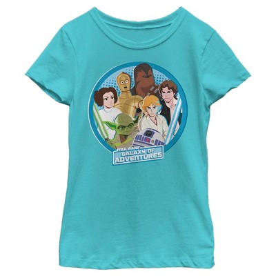 Girl's Star Wars: Galaxy Of Adventures Leia Luke Han Chewie T-shirt : Target