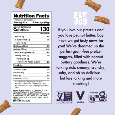 FitJoy Grain Free Peanut Butter Pretzel Nugget Snack Packs - 10oz/10ct