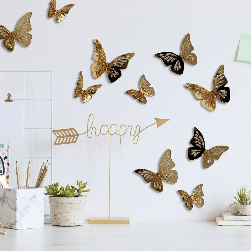 3D Butterflies Peel and Stick Mirror Gold - RoomMates, 3 of 7