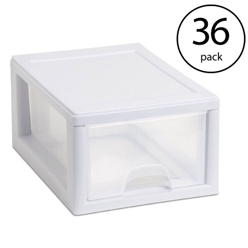 Sterilite 20518006 Stackable Small Drawer White Frame See