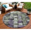 Sage And Purple Striped Washable Indoor Outdoor Area Rug - 2 of 4