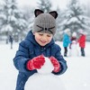 FAAYFIAN Sequin Cat Ear Knitted Beanie Hat for Kids Age 7-12 Winter Knit Skull Cap Winter Hat Outdoor Ear Warmer - 2 of 4