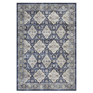 5x7 Rug Living Room Rug Washable Boho Area Rug Non Slip Low Pile Distressed Vintage Medal Floral Rugs for Living Room Bedroom Dining Room ,Gray Blue - 1 of 4