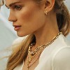 Spike CZ Hoop Earrings, Gold, Dainty Chunky Turquoise Hoop Earrings with 18k Gold Ear Post, 2.5cm Diameter - 2 of 4