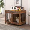 Akoasm 39.4 inch Sliding Door Dog House with Partition for Two Puppies-Rustic Brown - 3 of 4