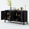Sideboard Buffet Cabinet with Circular Groove Doors, Round Metal Handles, Adjustable Shelves, Solid Wood Frame and MDF Top for Dining Room - 2 of 4