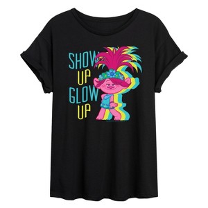 Women's - Trolls - Show Up Glow Up Poppy Oversized Graphic T-Shirt - 1 of 4