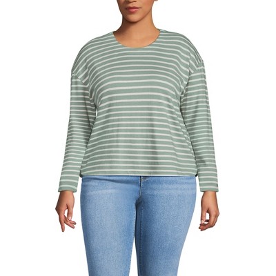 Lands' End Women's Long Sleeve Mariner Jersey Crewneck Tee