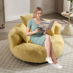 MOONMISS Chenille High-Density Foam Soft Bean bag Chair with 3 Pillows and Wide Backrest - 1 of 4