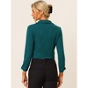 INSPIRE CHIC Women's Regular Fit Notched Lapel Ruched Sleeve Business Crop Blazer - 4 of 4