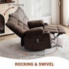 Special recliner for seniors, with massage and heating functions, oversized, 360° rotating rocking chair, thick cushions, side pockets, cup holder - 4 of 4