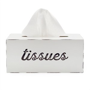 AuldHome Design Rectangular Tissue Box Cover, Modern Farmhouse Style Enamelware Oblong Tissue Cover Holder - 1 of 4