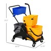 CIPACHO 2 x 6.9 Gallon Mop Water Bucket Wringer Cart with Easy to Use Side Press Wringer Smooth Wheels Mop-Handle Holder - 2 of 4