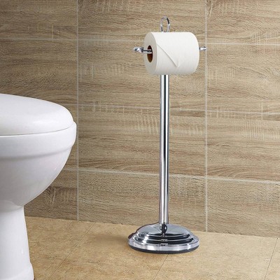 Polished Silver Free Standing Toilet Paper Holder