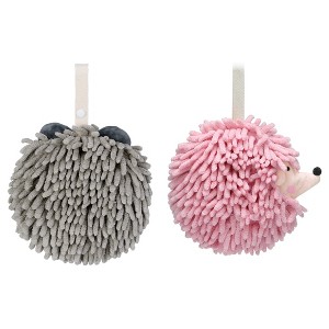 REGALWOVEN Fuzzy Cute Cartoon Decorative Hand Drying Hanging Ball Hand Towels 7" x 7" 2 Pcs - 1 of 4