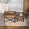 31.5 "/31.3" Vintage Patchwork Shape Coffee Table (Set of 2) with Natural Grain Table Top and Metal Cross Legs 4M - ModernLuxe - 2 of 4