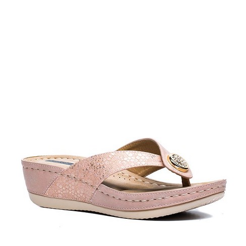 Gc Shoes Dafni Blush 10 Embellished Two-tone Comfort Slide Wedge