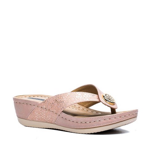 Gc Shoes Dafni Blush 10 Embellished Two-tone Comfort Slide Wedge Sandals :  Target