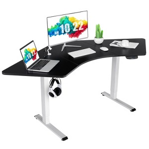 Tangkula Dual-Motor L Shaped Standing Desk Ergonomic Sit Stand Computer Workstation White & Black - 1 of 4
