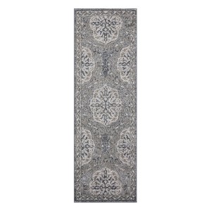 Charcoal and Gray Medallion Power Loom Area Rug - 1 of 4