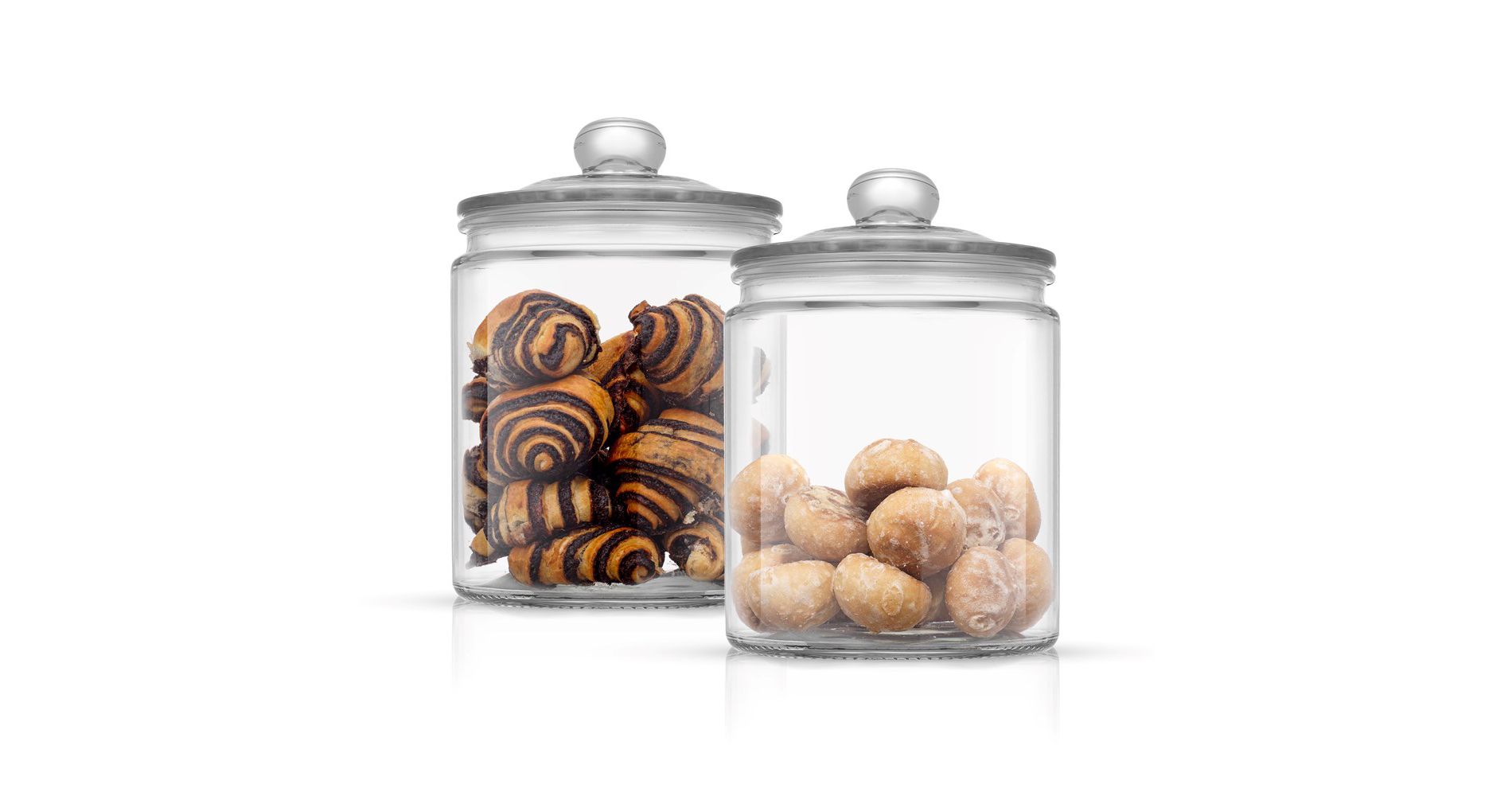 JoyFul Round Glass Cookie Jar with Airtight Lids - 67 oz Kitchen Containers Canister - Set of 2
