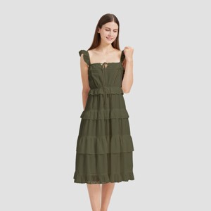 Women's Ruffle Sleeve Tiered Midi A-Line Dress - Universal Thread™ - 1 of 3