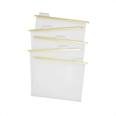 U Brands 5ct Frosted Poly Hanging File Folder with Gold Rods