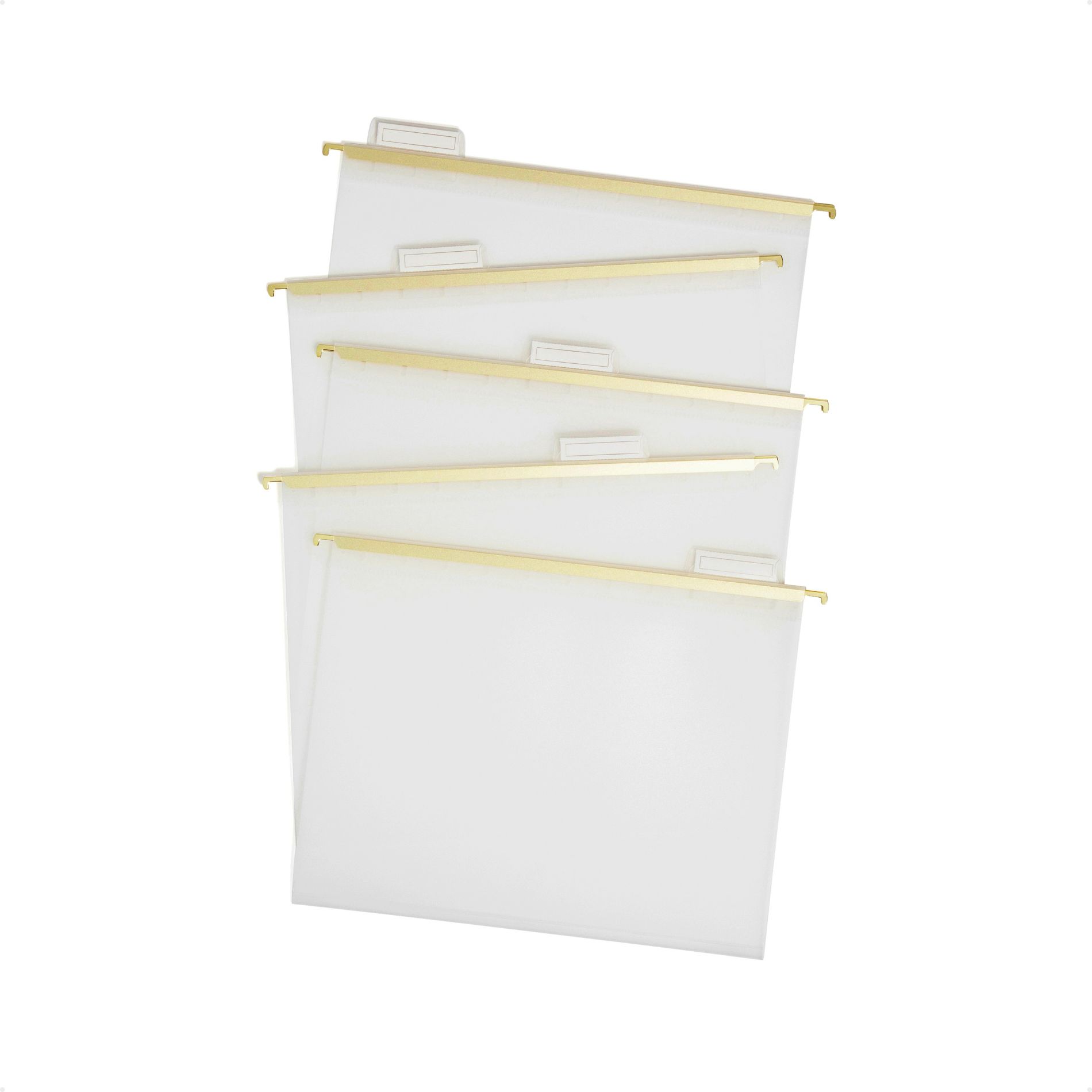 U Brands 5ct Frosted Poly Hanging File Folder with Gold Rods