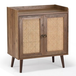 GlasFlength Buffet Cabinet with Storage, Vintage Side Cabinet  Metal Frame, Large Capacity, Easy Assembly, Brown, 26.4"*15"*30" - 1 of 4