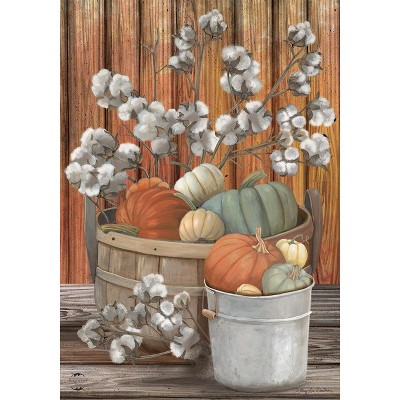 Pumpkins and Willows Autumn House Flag Primitive Fall 28" x 40" Briarwood Lane