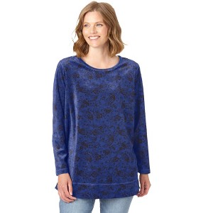 Woman Within Plus Size Plush Velour Tunic Sweatshirt - 1 of 4
