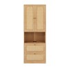 INFURNIC Decorative Bookshelf 2 Door Storage Cabinet with 3 Drawers Delicate Rattan Design for Home Office, Brown, 27.6"*15.9"*72.8" - 4 of 4