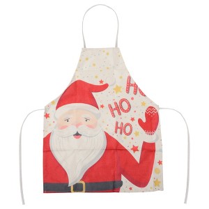 Unique Bargains Christmas Aprons Linen Beige White Red 21.65"x26.77" 1 Pcs - 1 of 4