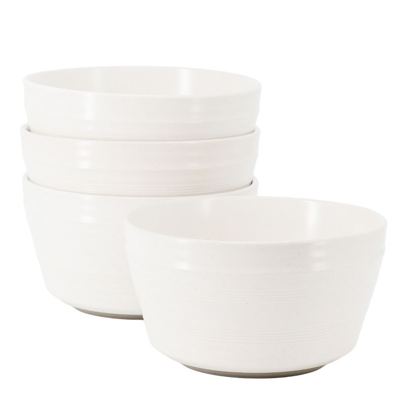 Gibson Milbrook 4 Piece 6 Inch Stoneware Bowl Set in White Speckle, 1 of 6