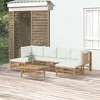vidaXL 7 Piece Bamboo Patio Lounge Set with Cream Cushions - Outdoor Garden Deck Furniture - Modular Design and Practical Table - 2 of 4