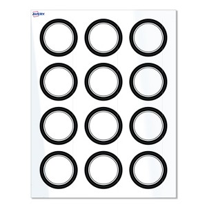 Avery® Labels, 2" Diameter, Double Black Border, Glossy White, 120ct - 1 of 4