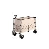 DOMETOUR Collapsible Beach Wagon, Heavy Duty Folding Utility Cart 300L, Big All-Terrain Wheels & Drink Holders, Beige - 3 of 4