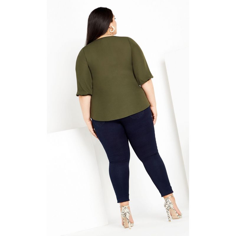Women's Plus Size Sexy Fling Elbow Sleeve Top - jungle | CITY CHIC, 2 of 4