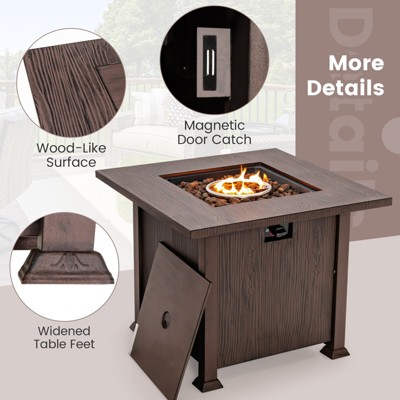 Brown 32'' Wood-Like Propane Gas Fire Pit Table
