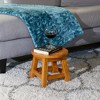 FURNIinspire Ottomans And Benches Carved Wooden Step Stool Fun Designs Premium Rubberwood Versatile Use, Floral Style, Brown, 11.00"*11.00"*10.00" - 4 of 4