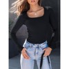 Womens Shirts Square Neck Long Sleeve Tops Ribbed Knit Basic Teen Girls Crop Top Fall Outfits Casual Clothes 2025 - 2 of 4