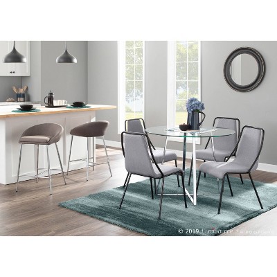 Cosmo 39.5" Chrome and Clear Glass Round Dining Table