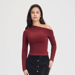 Women's Long Sleeve Draped Knit Blouse - A New Day™ - 1 of 4