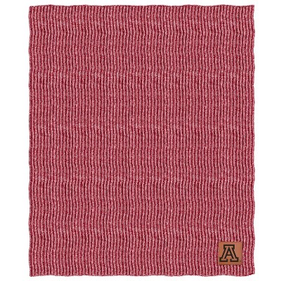 NCAA Arizona Wildcats Two- Tone Sweater Knit Throw Blanket with Faux Leather Logo Patch