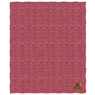 NCAA Arizona Wildcats Two- Tone Sweater Knit Throw Blanket with Faux Leather Logo Patch