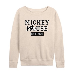 Women's - Disney - Mickey Mouse Est. 1928 Lightweight French Terry Wide Neck Long Sleeve Shirt - 1 of 4