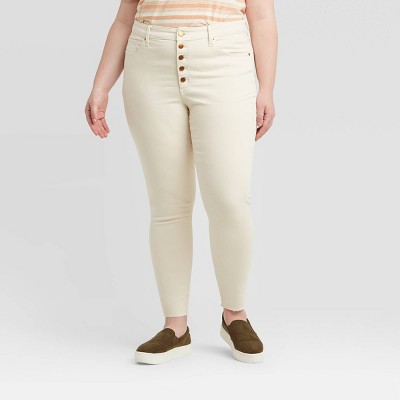 cream high waisted jeans